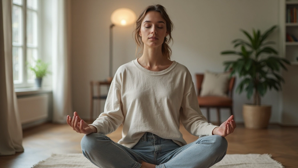 Persoon mediteert in rustige omgeving voor mentale focus en zelfbeheersing